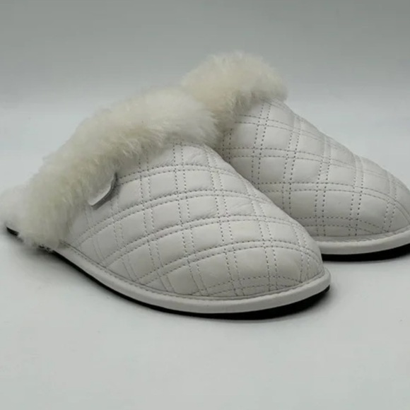 UGG Shoes - UGG White Quilted Scuffette Slippers Women’s Size 8